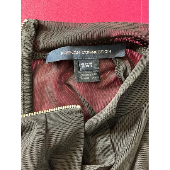 French Connection Womens Fast Mia Mix Media Illusion Stretch Bodycon Dress Sz 8 - Picture 4 of 10